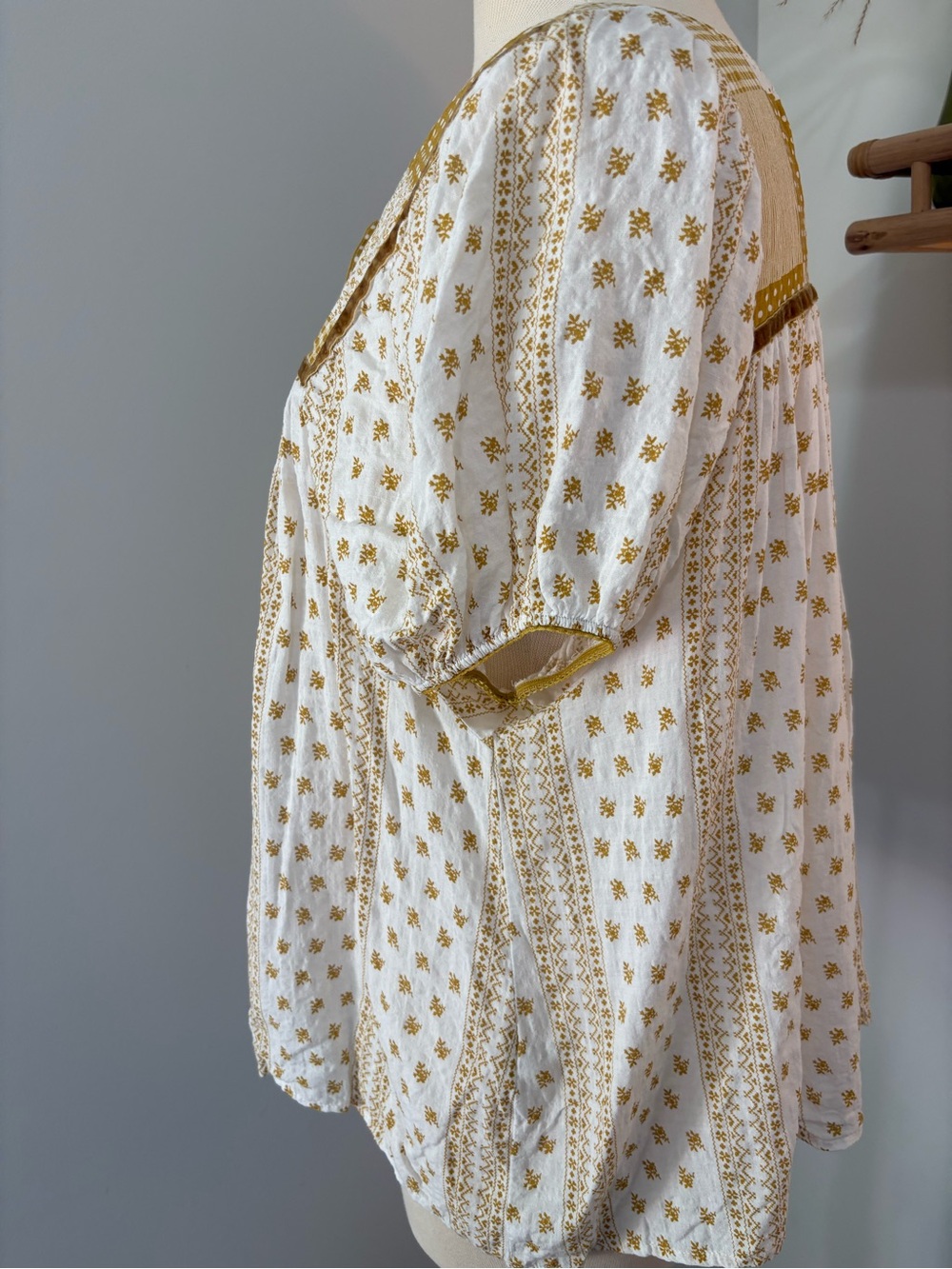 Patchwork Square-Neck Peasant Top - Picture 4 of 12